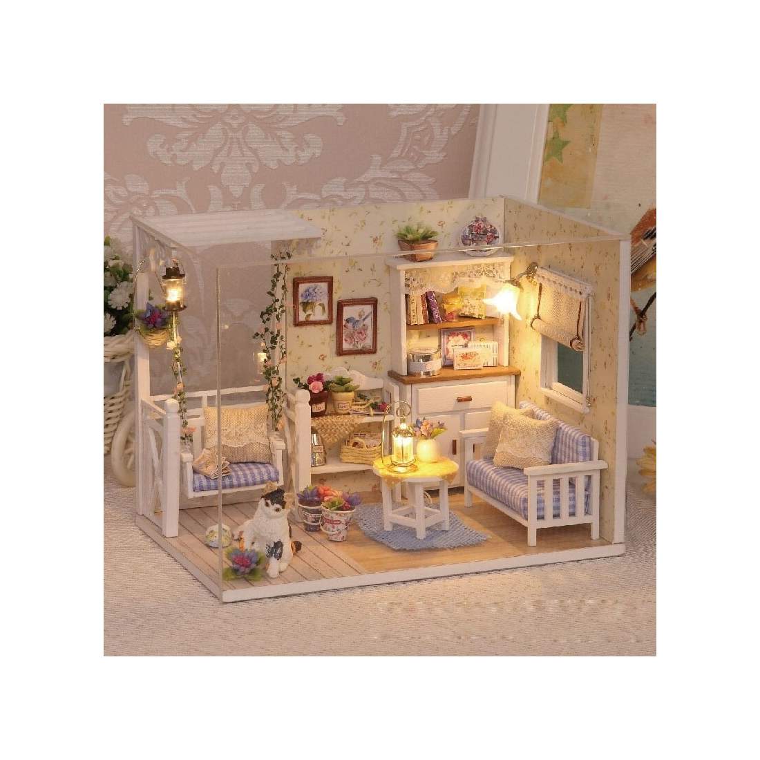 Dockhus i trä med LED-lampor och lim | Hem & Hobby | Pryloteket