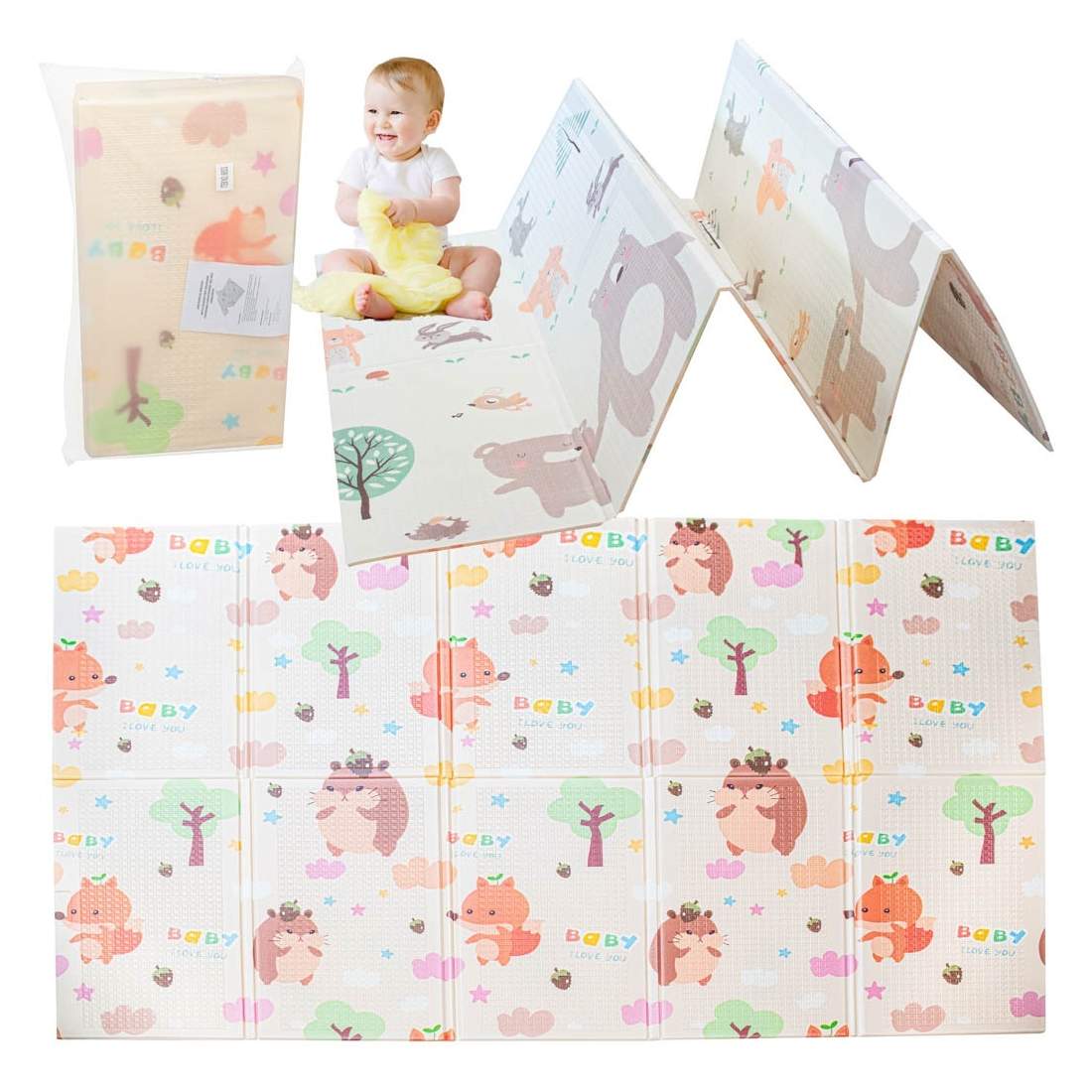 Stor dubbelsidig lekmatta med djurmotiv 195x150 cm | Hem & Hobby | Pryloteket