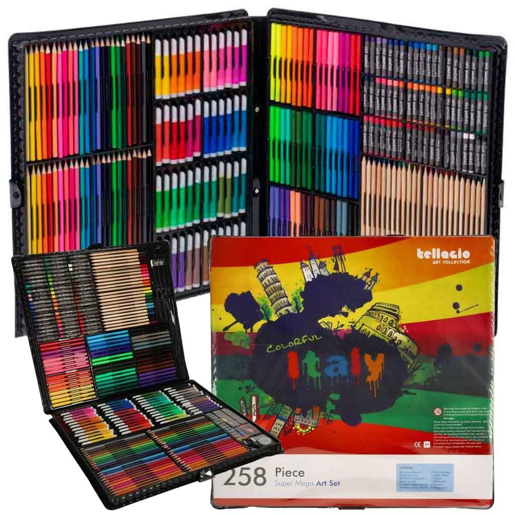 Kunstsæt 258 dele med praktisk opbevaringstaske