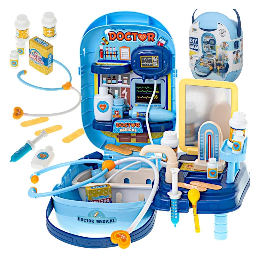 Doktorset med tillbehör i praktiskt fodral | Elektronik - Tillbehör Mobil & Surfplatta - Mobiltillbehör - Mobilkablar - Tillbehör | Pryloteket