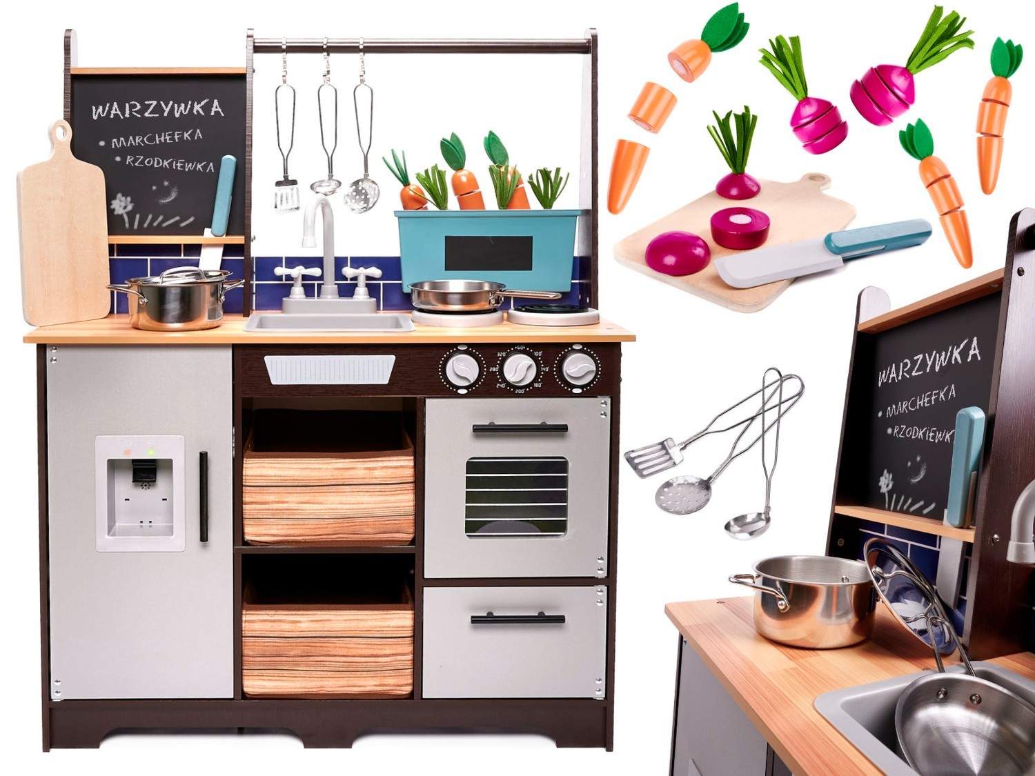 Moderne batteridrevet trækøkken med tilbehør