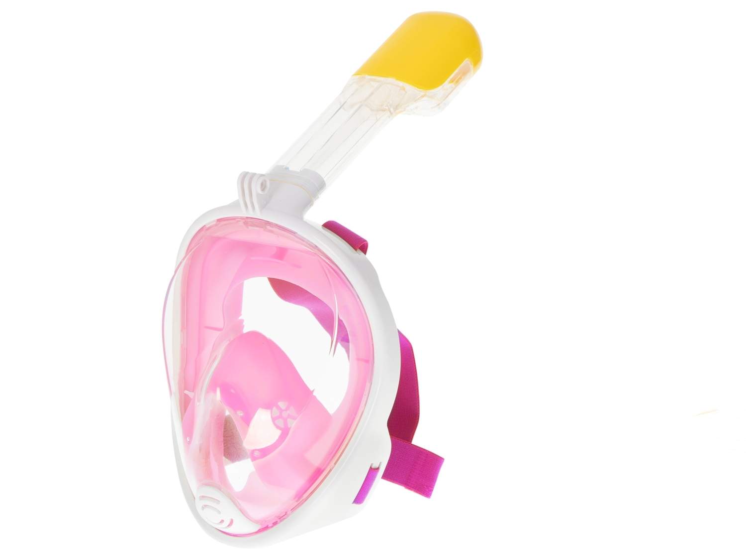 Pink snorkelmaske S/M med tørrør og nettaske