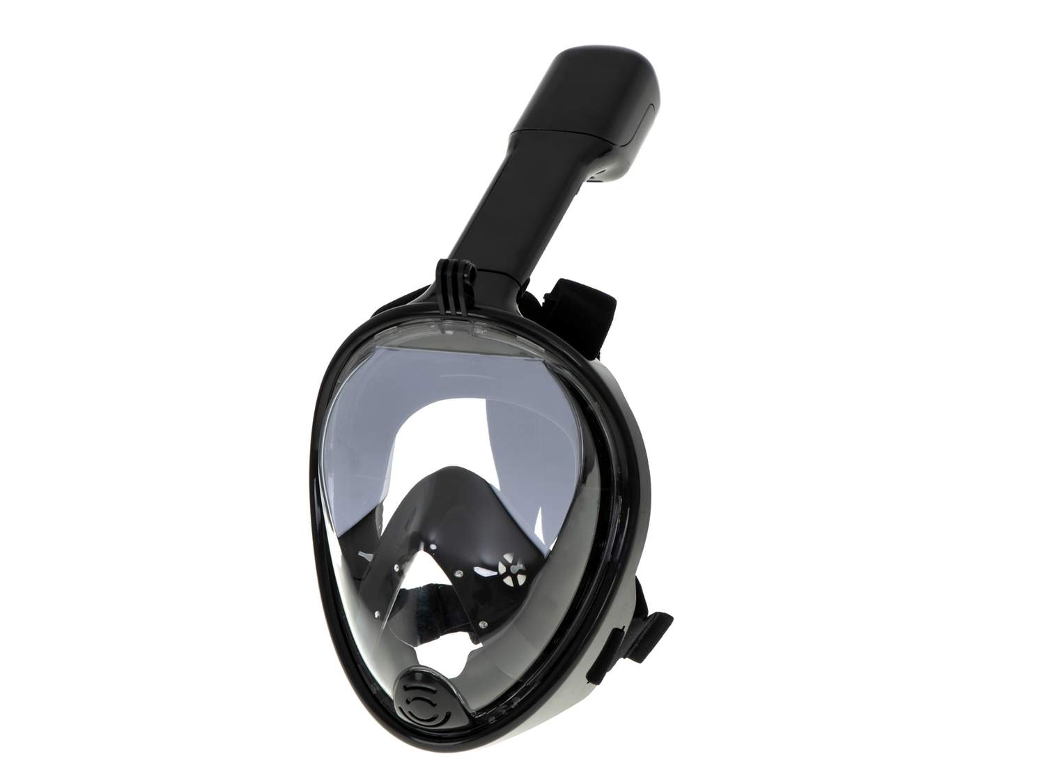 Sort snorkelmaske L/XL med tørrør og nettaske