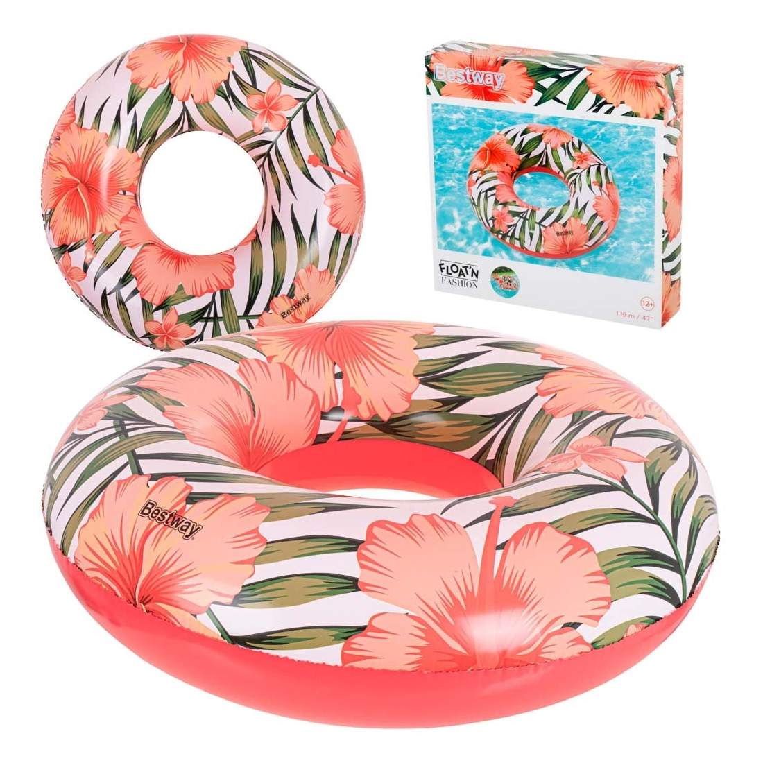Tropiskt Simhjul 119 cm - Vit/Rosa, 90 kg | Hem & Hobby | Pryloteket