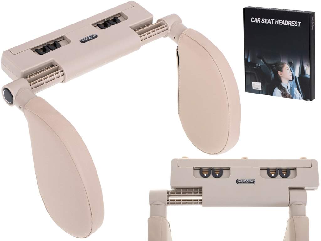 Justerbar beige nakkestøtte til bil - komfort og beskyttelse