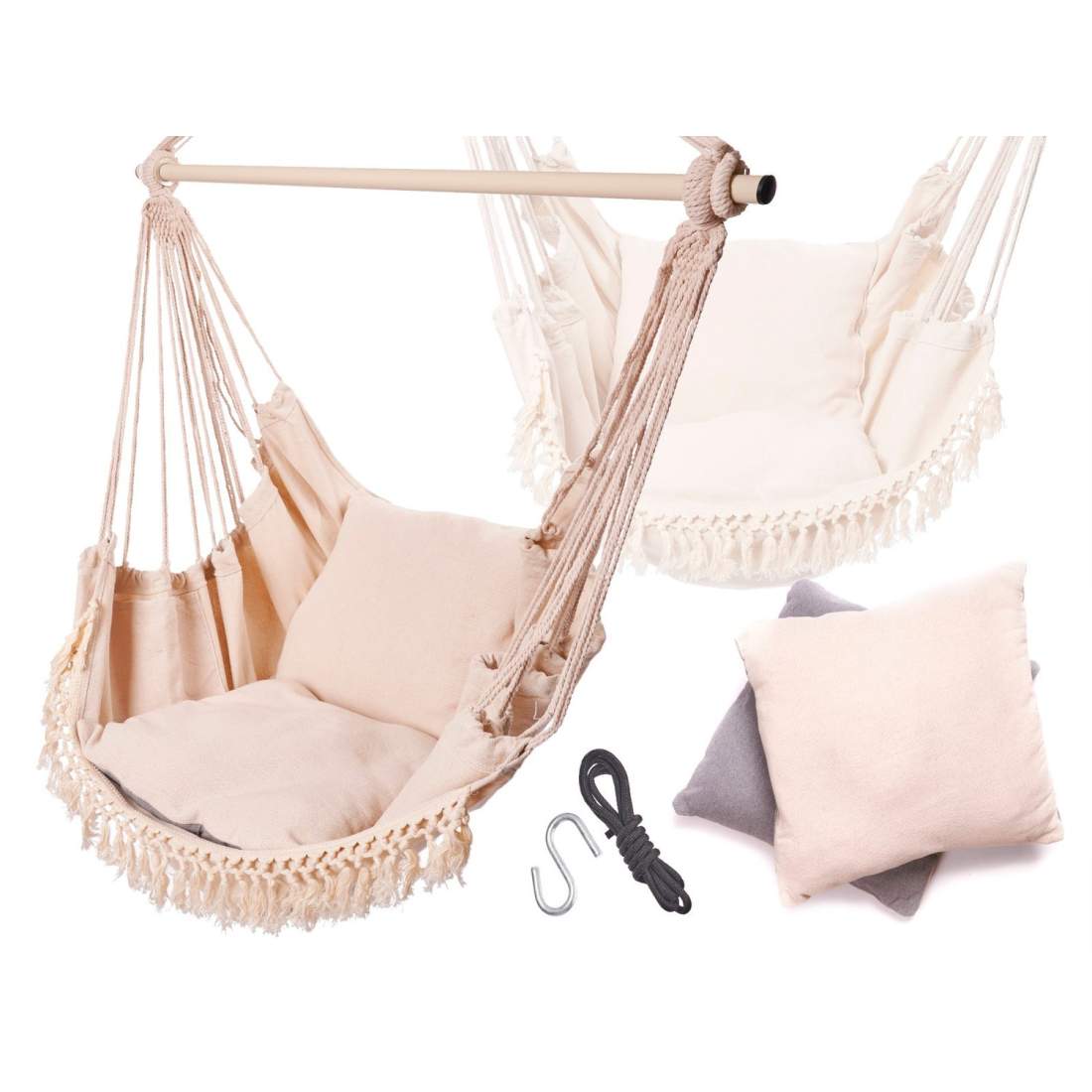 Hängmatta Stol med Kuddar & Ecru Tofsar | Hem & Hobby | Pryloteket