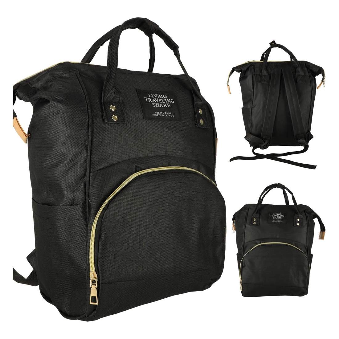 Svart slitstark damväska med dragkedja och fickor | Elektronik - Tillbehör Mobil & Surfplatta - Mobiltillbehör - Mobilkablar - Tillbehör | Pryloteket