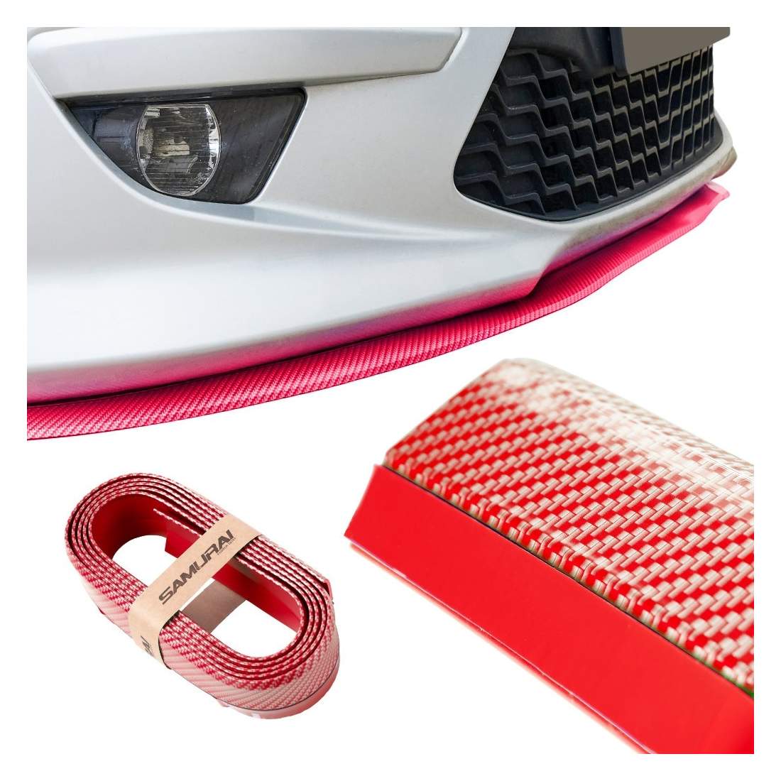 Röd 5D Kolfiber Stötfångarfäste med Skruvar | Hem & Hobby | Pryloteket