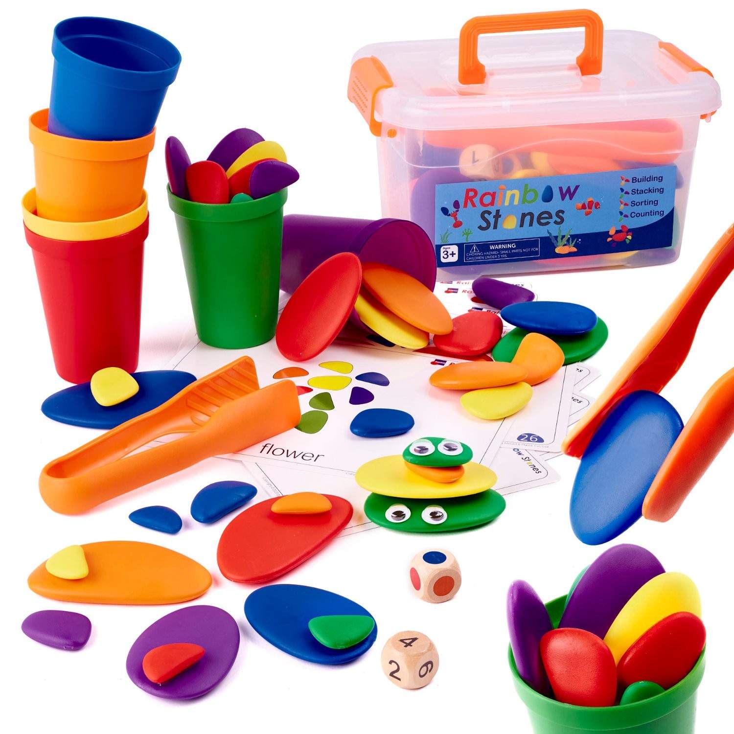 Småsten för räkning och färglära - 65 delar | Leksaker & Spel - Sällskapsspel - Tillbehör - Tärningar | Pryloteket