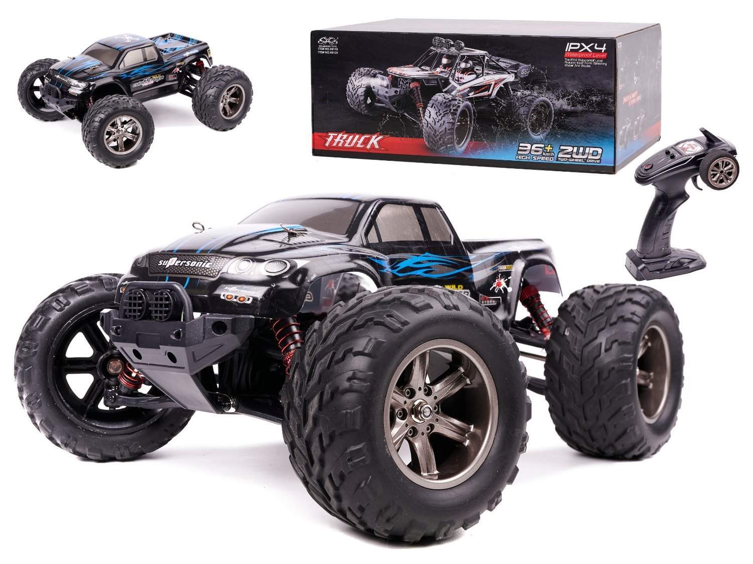 RC Monster Truck med støddæmpere og gummidæk, komplet sæt