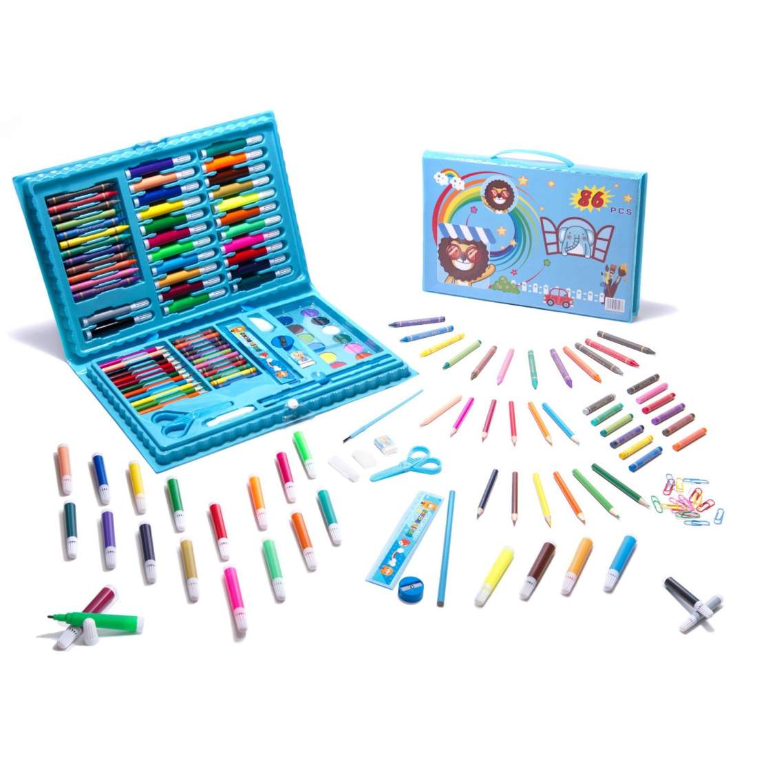 Konstset 86 delar i blå väska - komplett kit | Elektronik - Tillbehör Mobil & Surfplatta - Mobiltillbehör - Mobilkablar - Tillbehör | Pryloteket