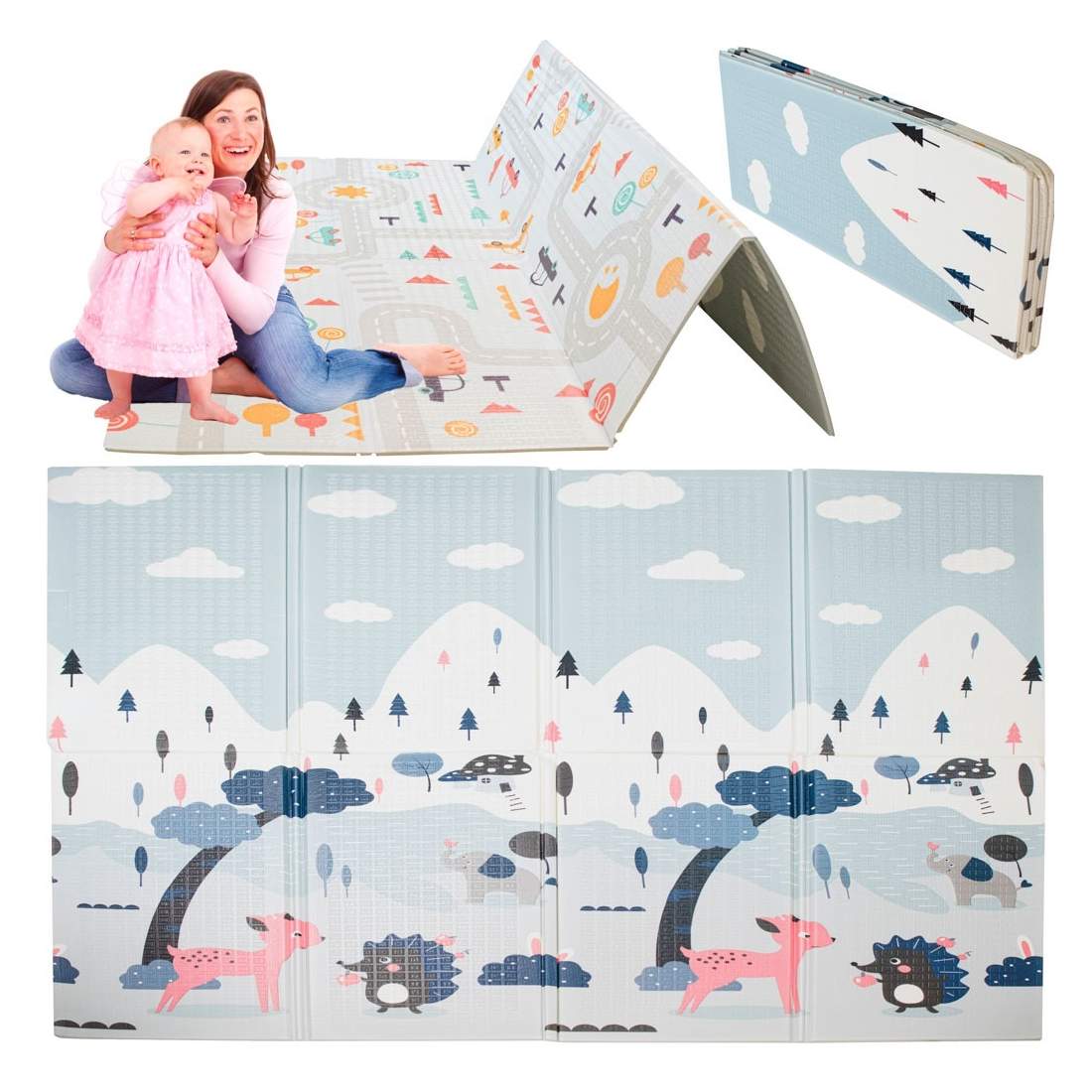 Dubbelsidig skummatta för barn, 158x177 cm | Sport & Fritid - Träning | Pryloteket