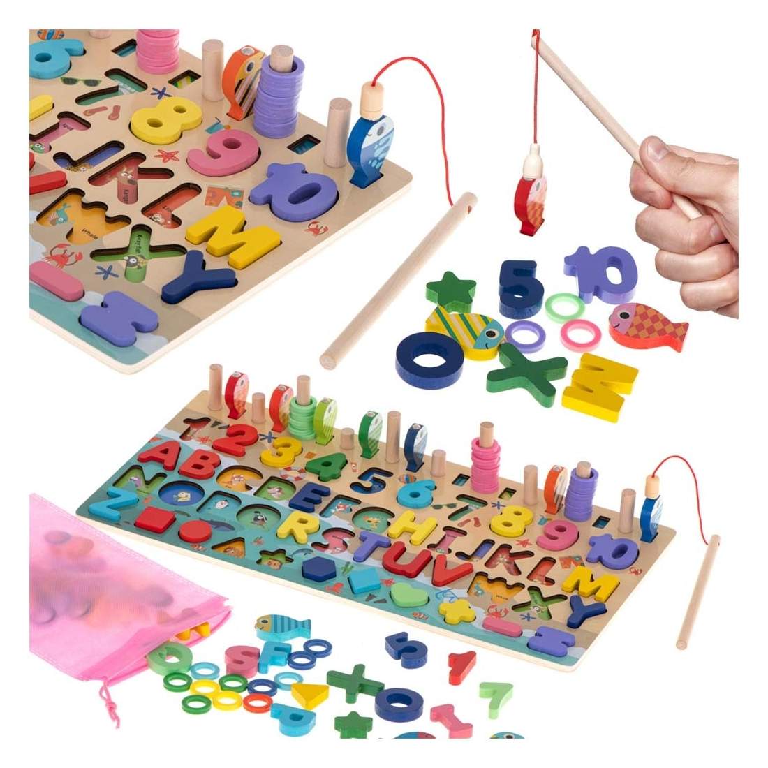 3-i-1 Träsorterare & Fiskespel för Barn | Hem & Hobby | Pryloteket