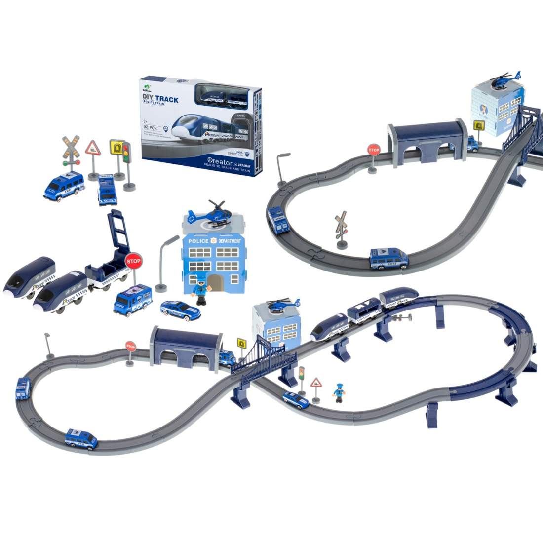 Elektriskt poliståg med helikopter och tunnel | Elektronik - Tillbehör Mobil & Surfplatta - Mobiltillbehör - Mobilkablar - Tillbehör | Pryloteket