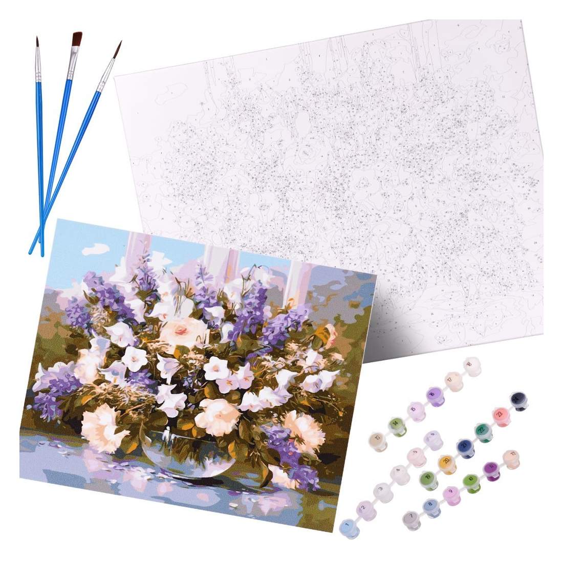 Blommig Målning efter Siffror 50x40cm Set | Mode & Accessoarer - Kläder - Skor | Pryloteket