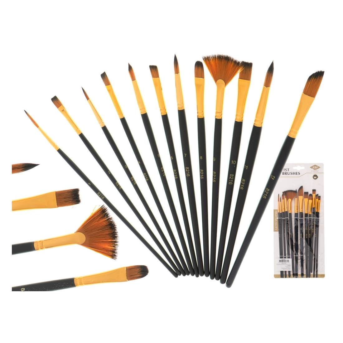 Konstnärspenslar Set 12st Svart Detaljarbete | Hem & Hobby | Pryloteket