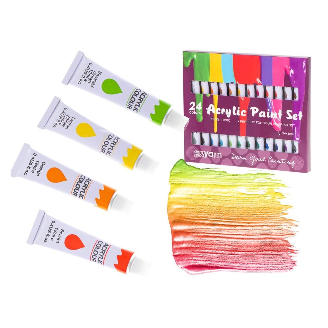 Akrylfärger 24-pack - Flerfärgade, Konstnärskvalitet | Hem & Hobby | Pryloteket