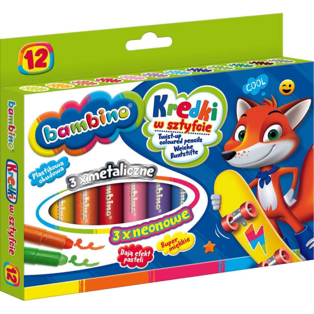 Färgglada stiftkritor med plasthölje, 12-pack | Hem & Hobby | Pryloteket