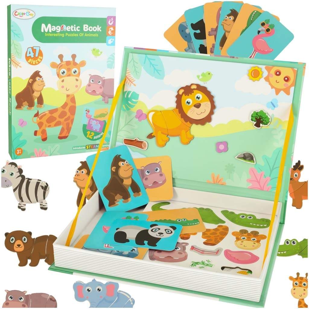 Magnetisk safaripuslespil til småbørn - 47 stykker