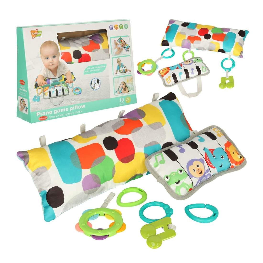 Färgglad Baby Stödkudde med Leksaker | Leksaker & Spel - Leksaker | Pryloteket