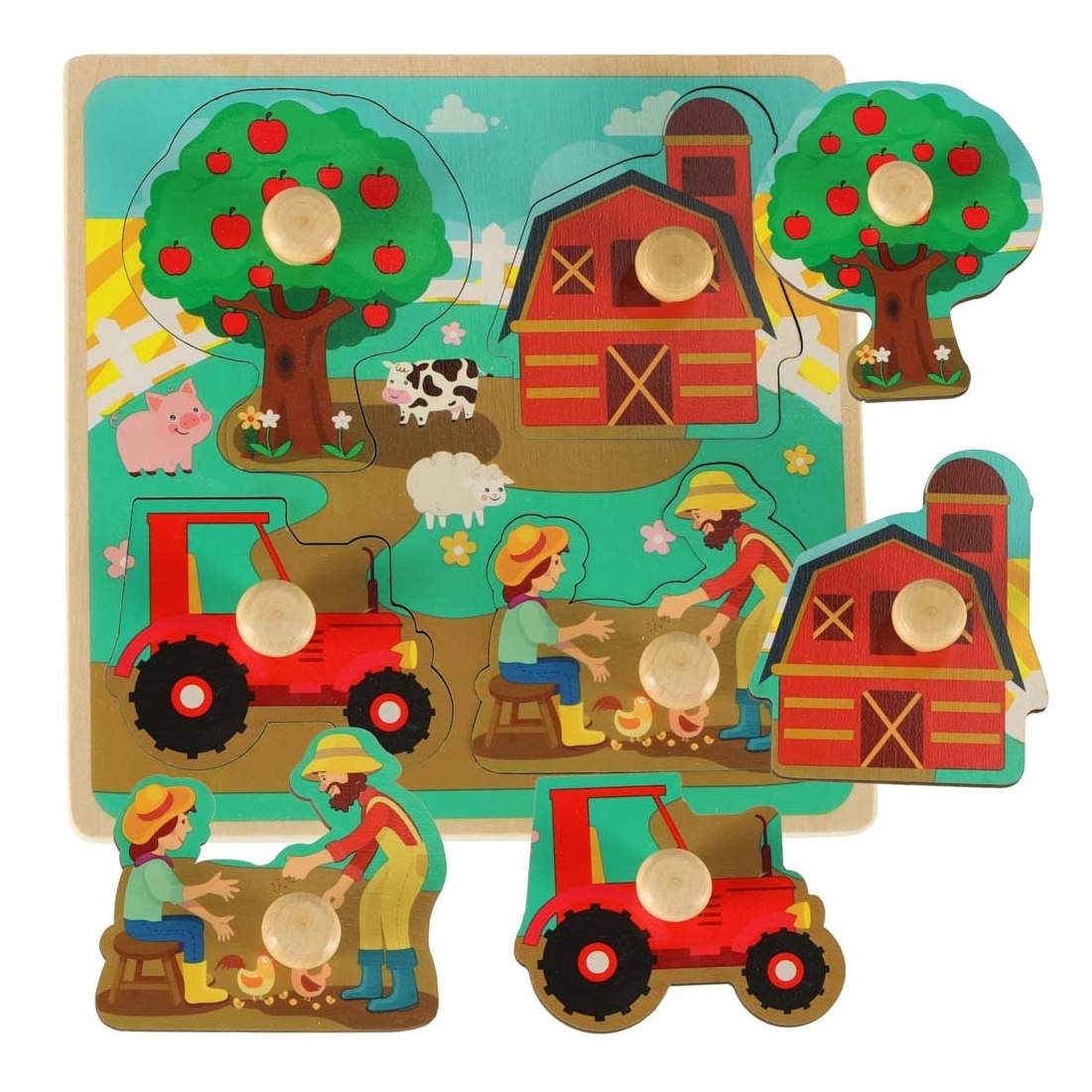 Gårdspussel i trä, handtag, 4 delar | Leksaker & Spel - Leksaker - Pussel | Pryloteket