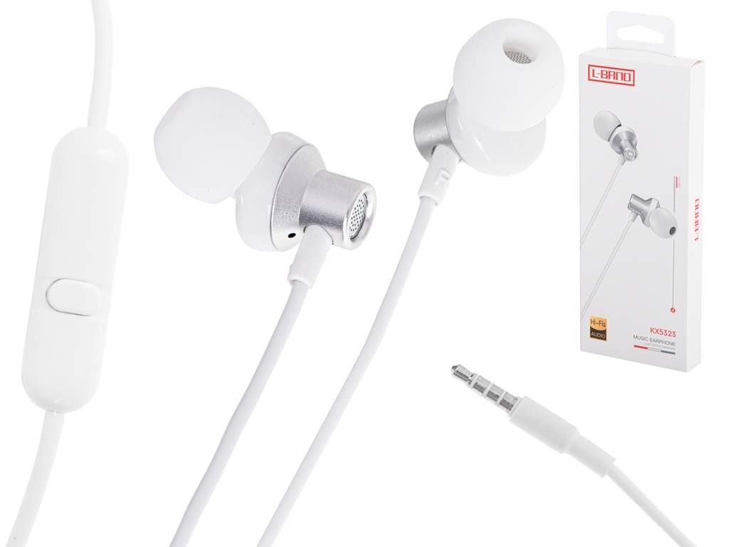 Hvide hovedtelefoner med ledning 3,5 mm 120 cm