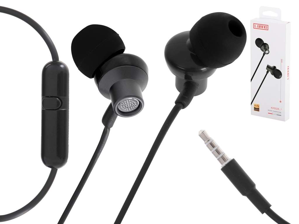 Svarta trådbundna hörlurar 3,5 mm jack | Elektronik - Kablar & Adaptrar - Adaptrar & Signalomvandlare - Ljud | Pryloteket