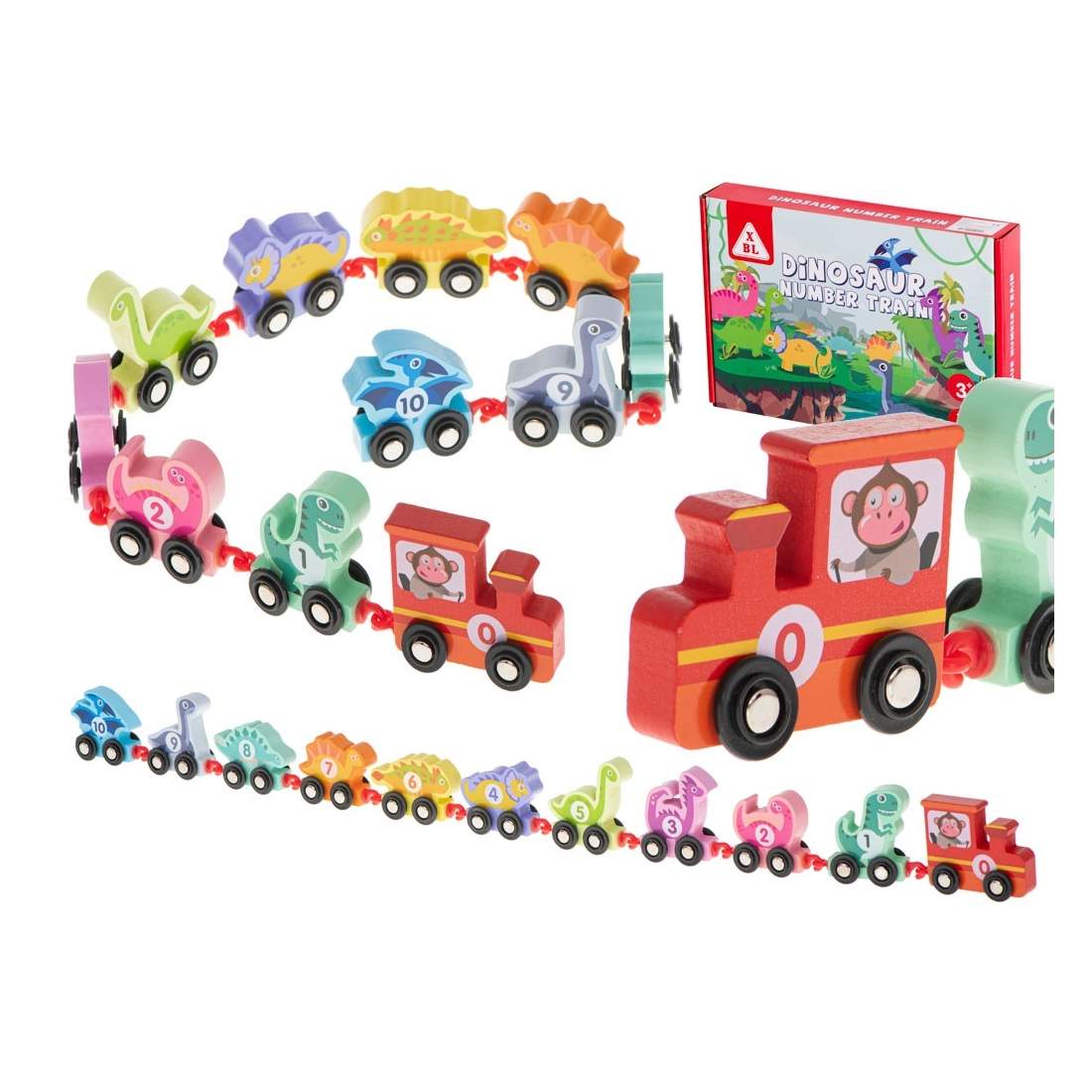 Dinosaurie Trätåg med Siffror och Färglära | Hem & Hobby | Pryloteket