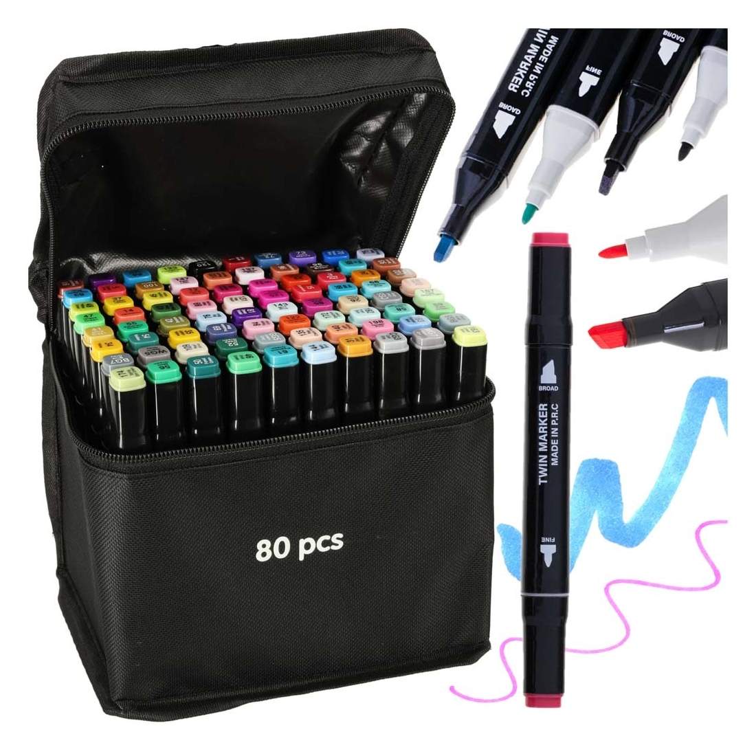 Dubbelsidiga spritmarkörer 80-pack med etui | Hem & Hobby | Pryloteket