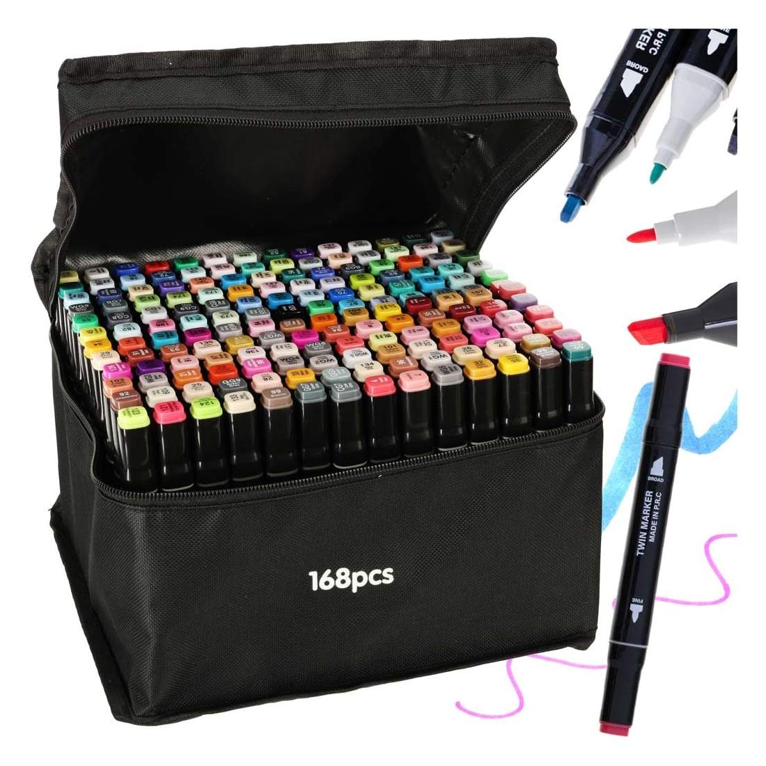 Dubbelsidiga spritmarkörer 168 färger med etui | Hem & Hobby - Övrigt | Pryloteket