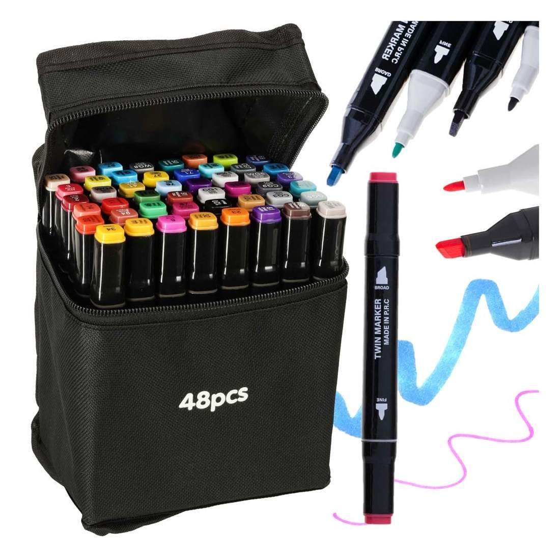 Dubbelsidiga spritmarkörer 48-pack med etui | Elektronik - Tillbehör Mobil & Surfplatta - Skärmskydd - LG | Pryloteket