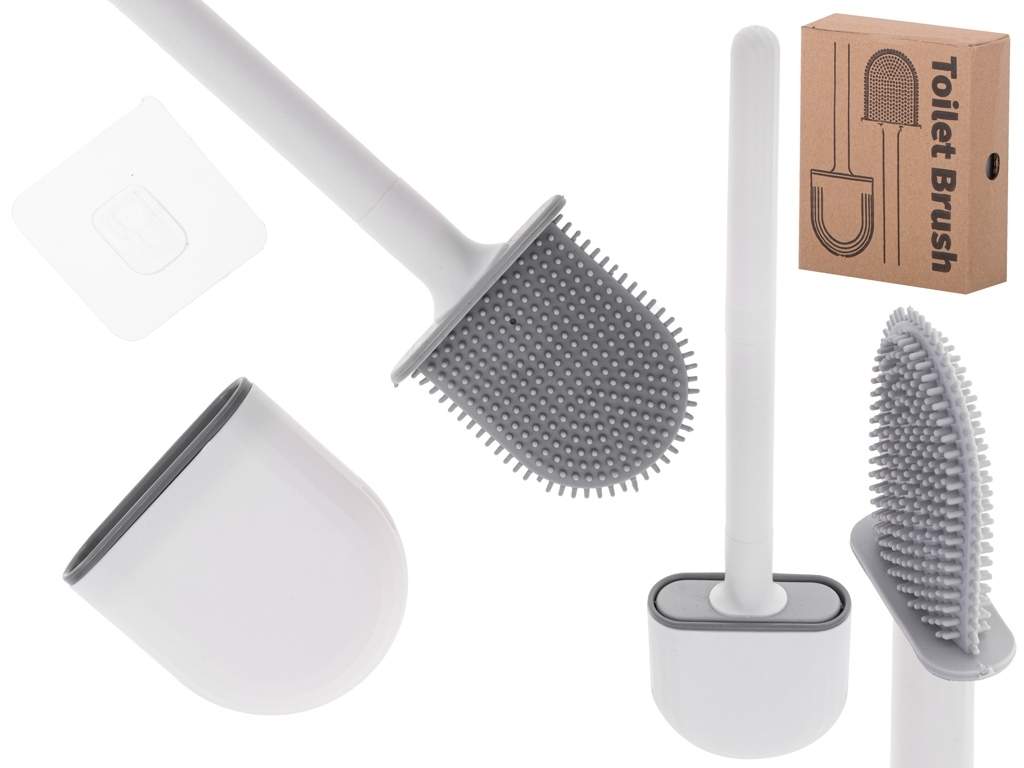 Silikone toiletbørste med beholder, hvid