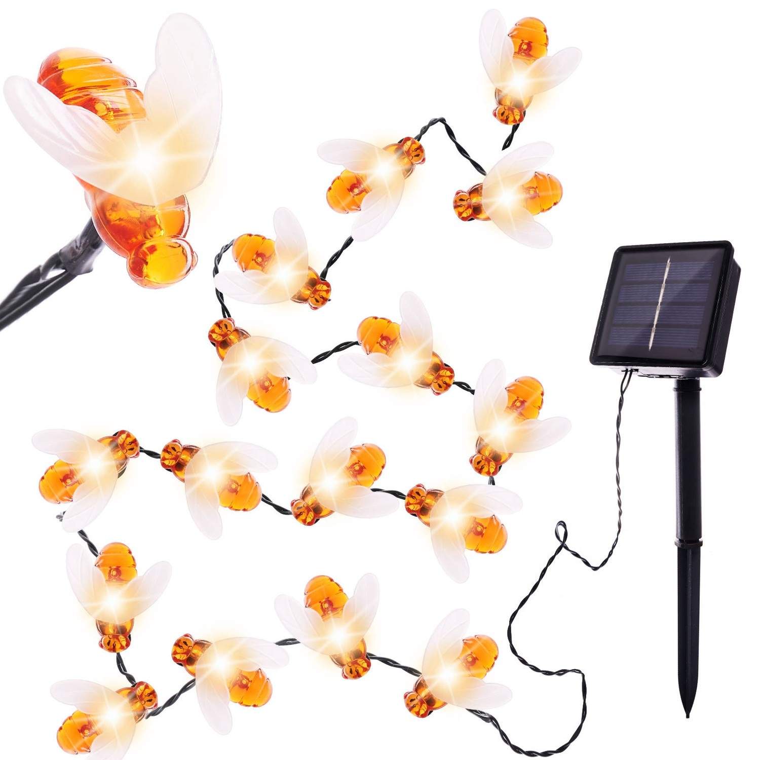 Solcelledrevne beholderlys, 30 stk, 6m, udendørs