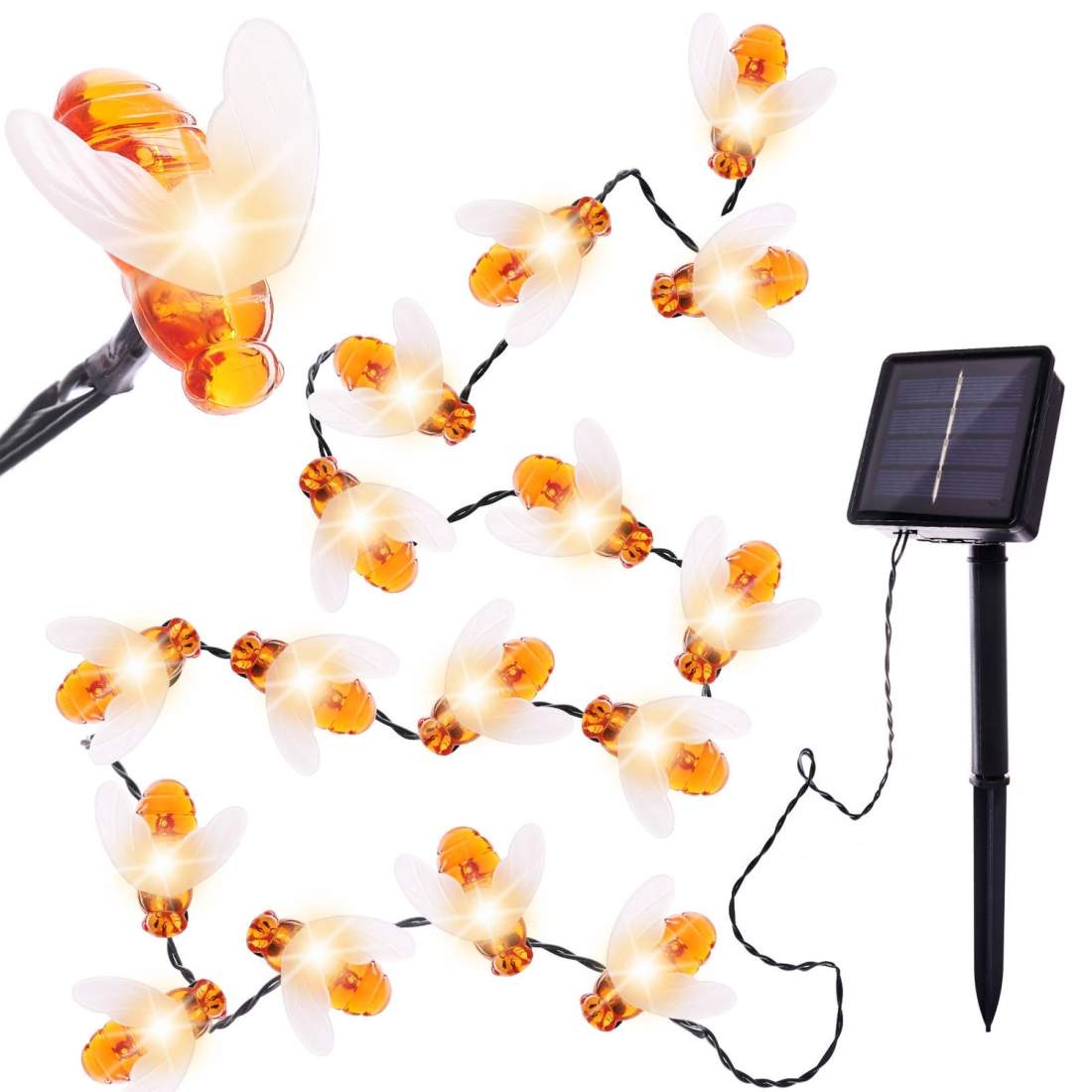 Solcellsdrivna bin-lampor, 30st, 6m, utomhus | Hem & Hobby - Hem & Hushåll - Lampor & Belysning - Ljusslingor | Pryloteket