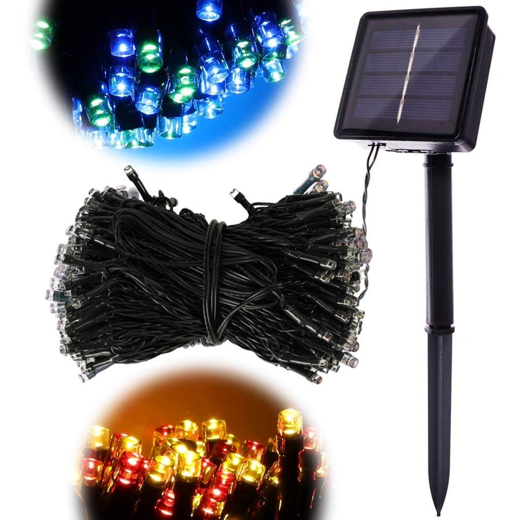 Flerfarvede solcellelys IP65 til have 20m