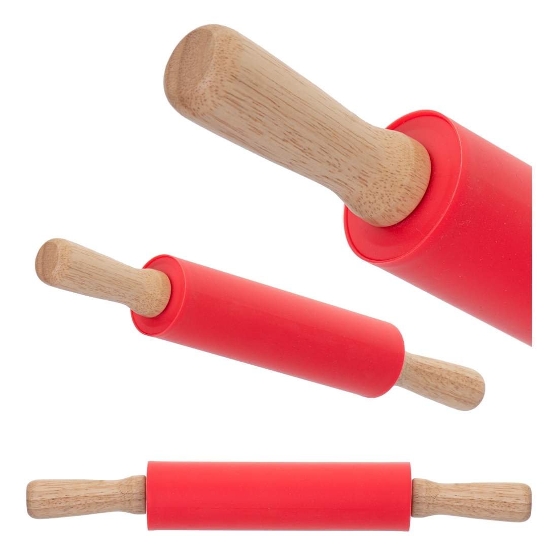Röd Silikonbakelserulle 38cm med Trähandtag | Hem & Hobby - Hem & Hushåll - Kök - Köksredskap | Pryloteket