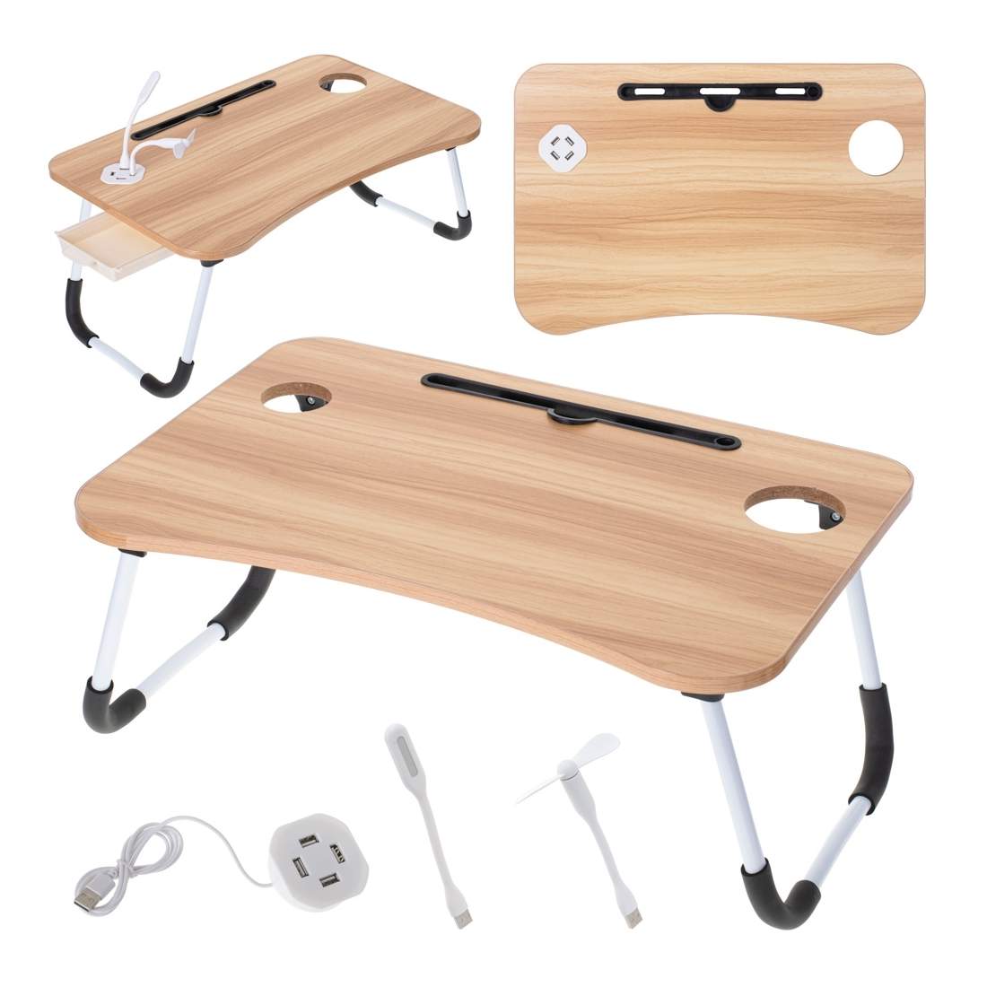 Laptopbord med USB-panel och låda, 60x39,5 cm | Elektronik - Tillbehör Mobil & Surfplatta - Mobiltillbehör - Mobilkablar - Tillbehör | Pryloteket