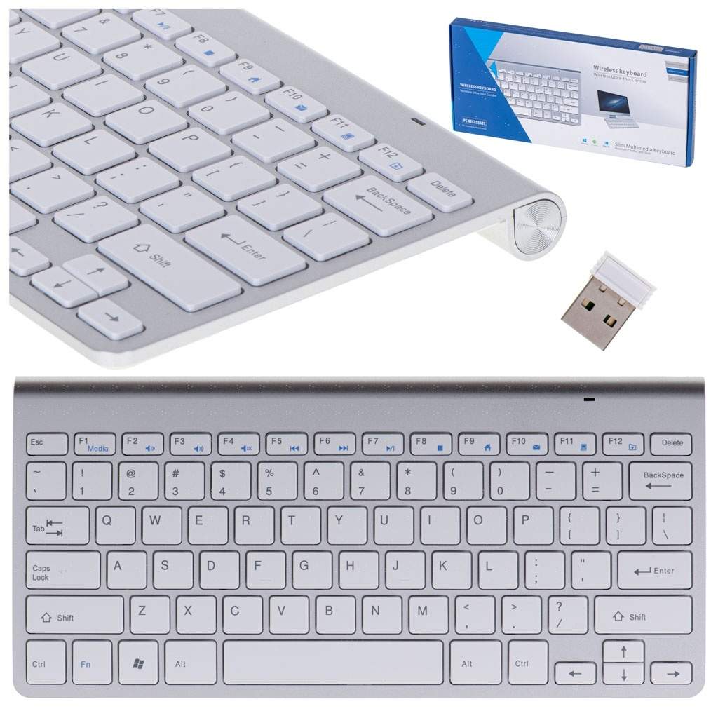 Kompakt Trådlöst Tangentbord Silver USB 10m | Elektronik - Datortillbehör - Tangentbord, Möss & Fjärrkontroller - Tangentbord | Pryloteket