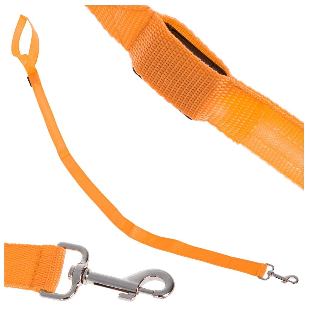 Lysende LED Hundesnor, Orange, 3 Positioner, 120 cm
