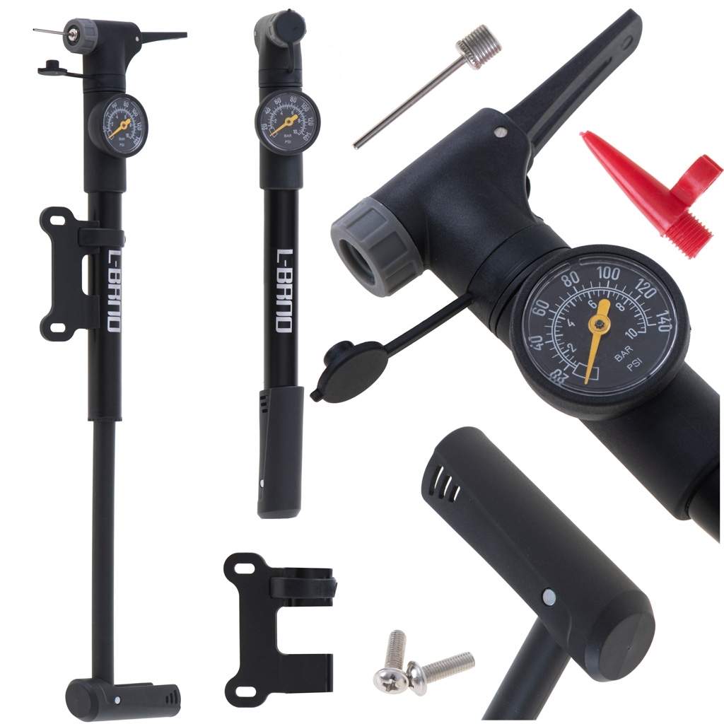 Cykelpumpe med manometer og ergonomisk håndtag