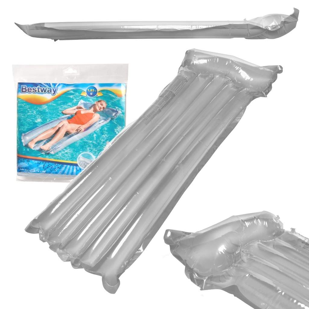 Oppustelig grå bademadras til pool og strand