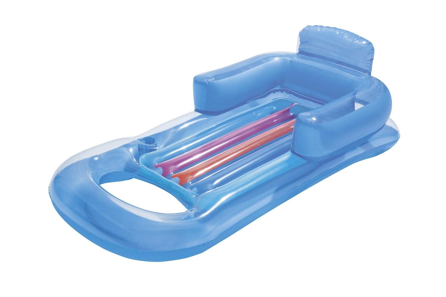 Oppustelig blå poolstol til udendørs brug