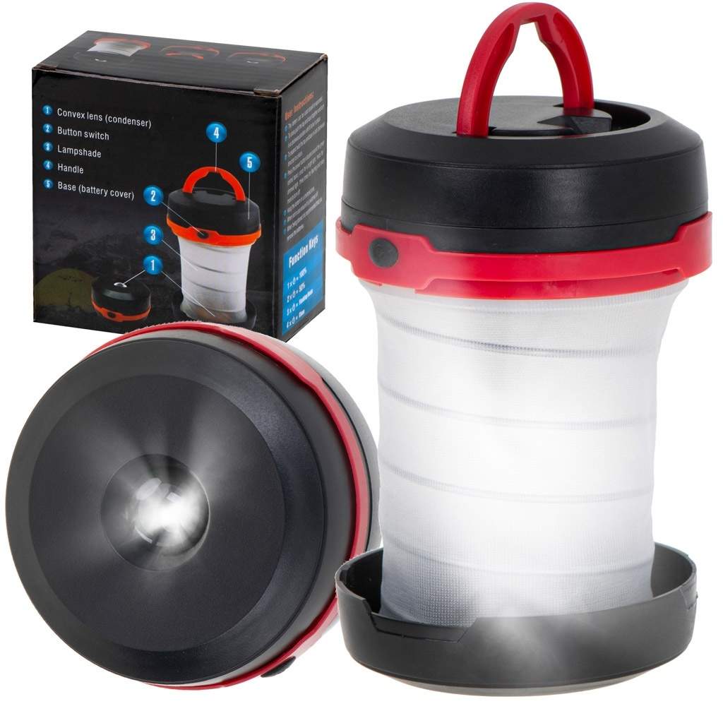 Batteridrevet rejselampe til telte og camping