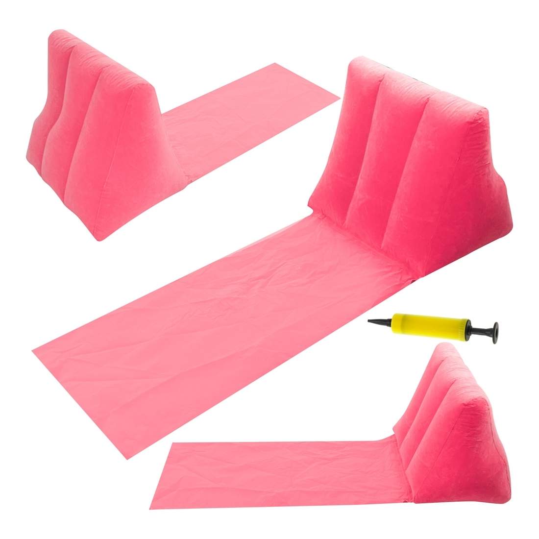 Uppblåsbar rosa strandmatta med ryggstöd | Hem & Hobby | Pryloteket