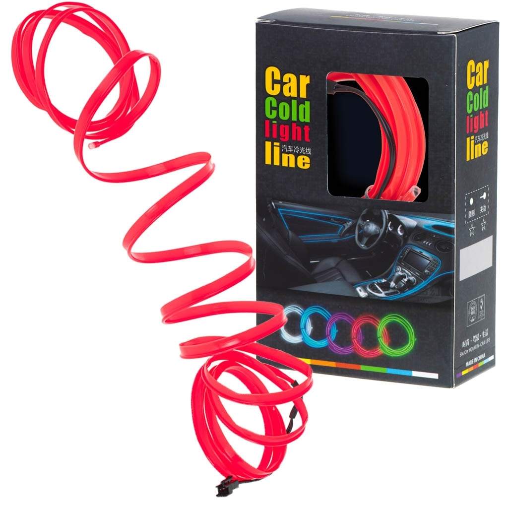 Rød LED-belysning 3m USB/12V til bil & hjem