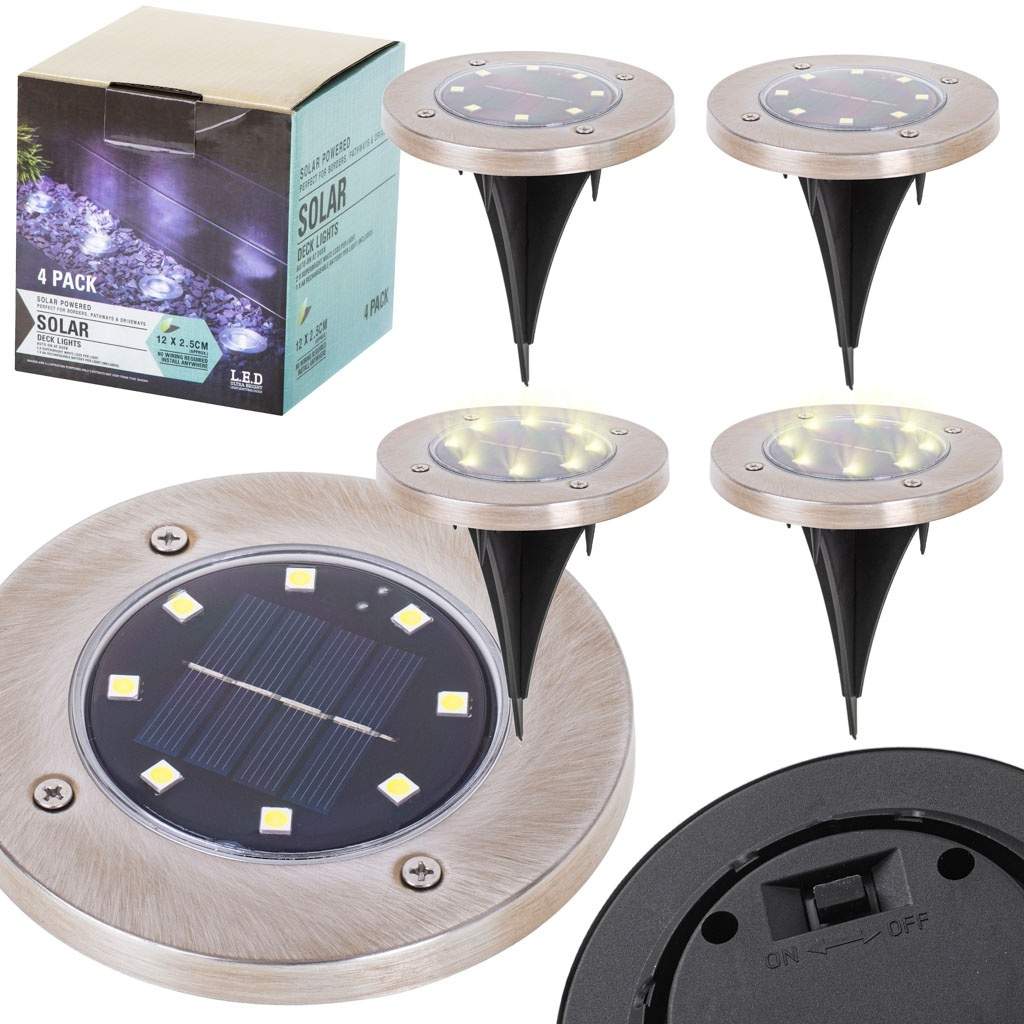 Solcellslampor 4-pack, IP44, Rostfritt, 8 LED | Sport & Fritid - Friluftsliv & Camping - Belysning | Pryloteket