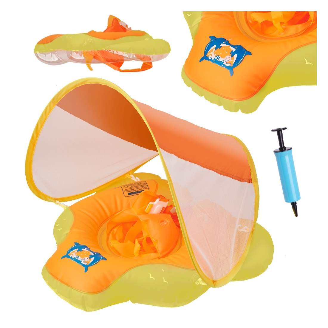 Uppblåsbart barnsimhjul med solskydd och sele | Leksaker & Spel - Leksaker - Bad- & Vattenlek - Uppblåsbart | Pryloteket