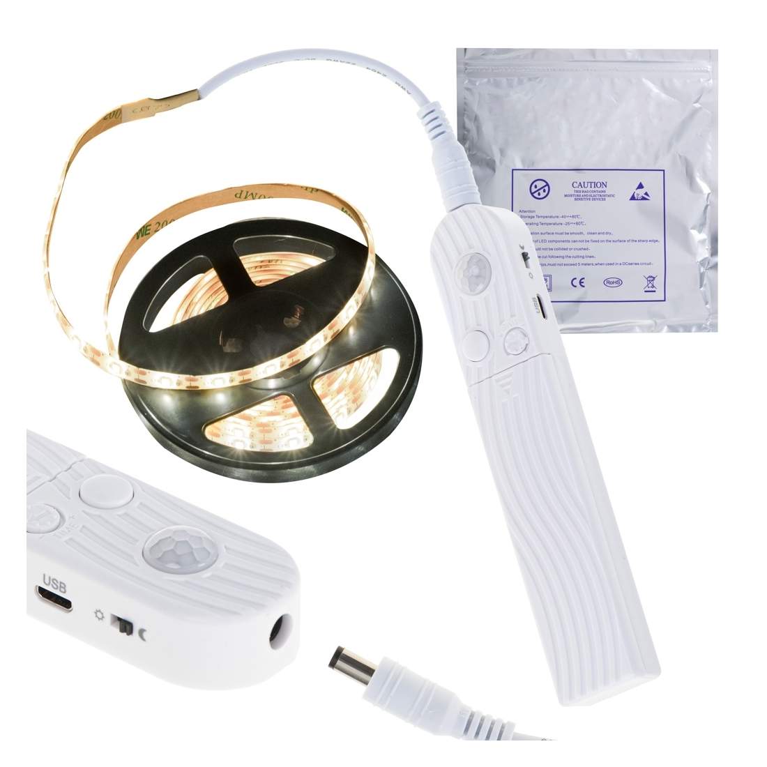 Varmvit LED-remsa 2m med rörelsesensor och timer | Elektronik - Kablar & Adaptrar - Adaptrar & Signalomvandlare - USB | Pryloteket