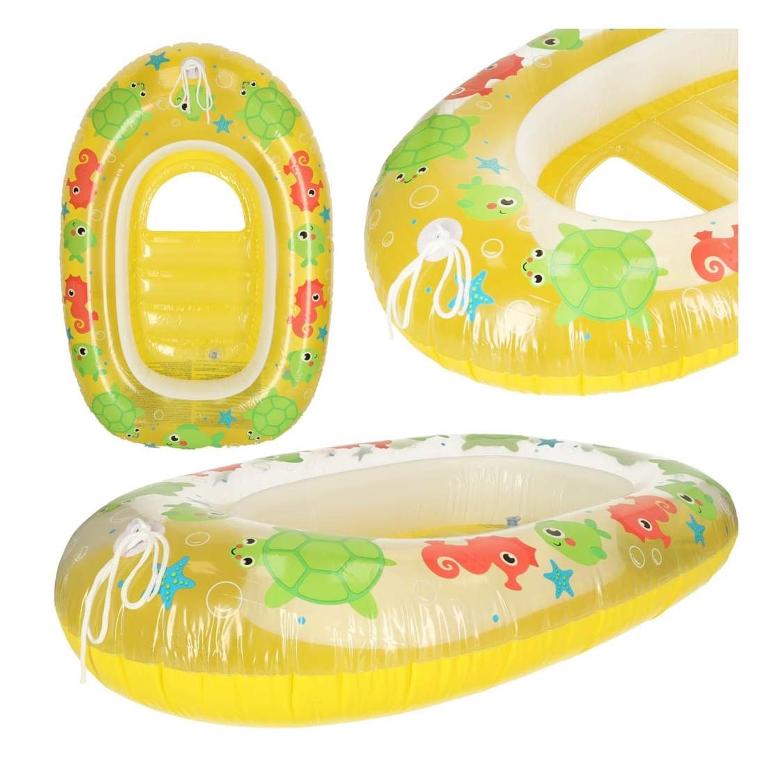 Uppblåsbar gul barnjolle med sjödjur | Hem & Hobby | Pryloteket