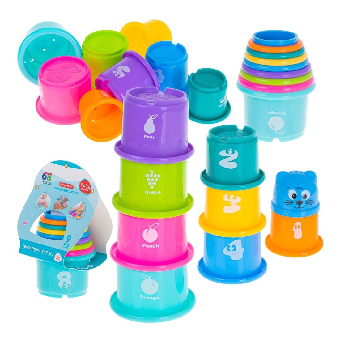 Färgglada stapelkoppar för lärande, 9-pack | Hem & Hobby - Hem & Hushåll - Bygg | Pryloteket